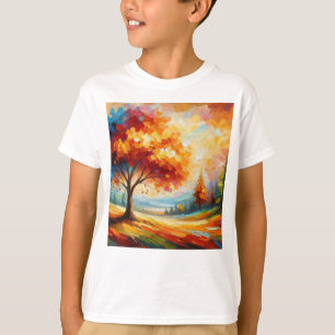 Camiseta Pintura de Paisagem Com Cores Brilhantes