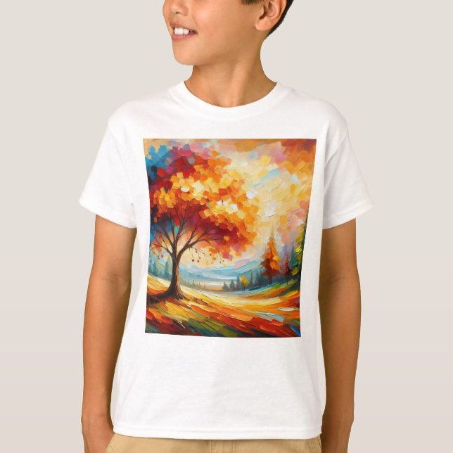 Camiseta Pintura de Paisagem Com Cores Brilhantes (Frente)