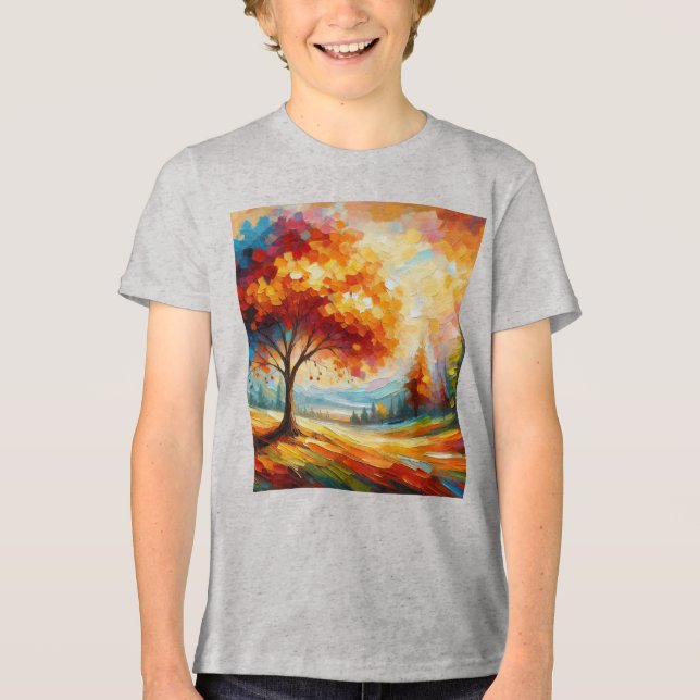Camiseta Pintura de Paisagem Com Cores Brilhantes (Frente)