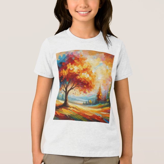 Camiseta Pintura de Paisagem Com Cores Brilhantes (Frente)