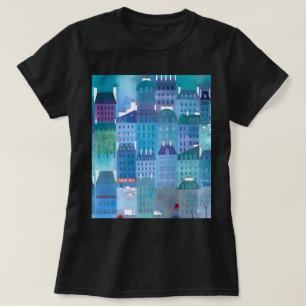Camiseta Pintura de paisagem urbana moderna do Blues de Par