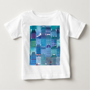 Camiseta Pintura de paisagem urbana moderna do Blues de Par