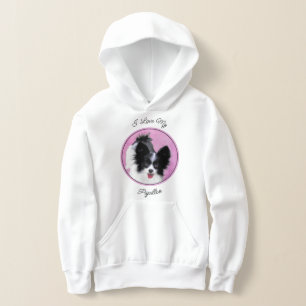 Camiseta Pintura de Papillon (Branco e Preto) - Arte Canina