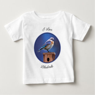 Camiseta Pintura de pássaro azul (fêmea) - Arte original de