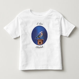Camiseta Pintura de pássaro-azul (feminina) - Arte de pássa