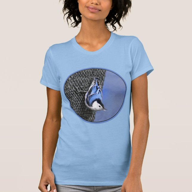 Camiseta Pintura De Pássaros De Casca Branca (Frente)