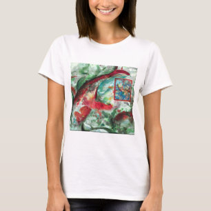 Camiseta Pintura de Peixes Koi Carp