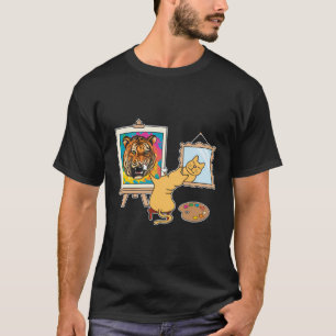 Camiseta Pintura De Pintura De Gato Lion Animal