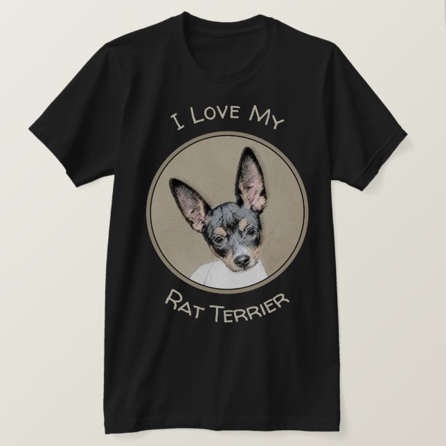 Camiseta Pintura de Rat Terrier - Arte de Cachorro Original (Frente do Design)