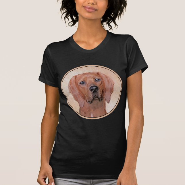 Camiseta Pintura de Redbone Coonhound - Arte Original de Ca (Frente)
