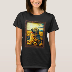 Camiseta Pintura de Retriever Dourado Flor de Girassol Mãe 