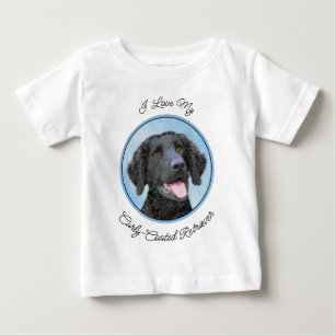 Camiseta Pintura De Retriever Revestida Curly - Arte De Cão