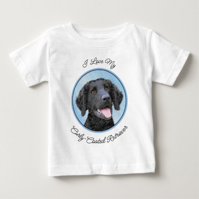 Camiseta Pintura De Retriever Revestida Curly - Arte De Cão (Frente)