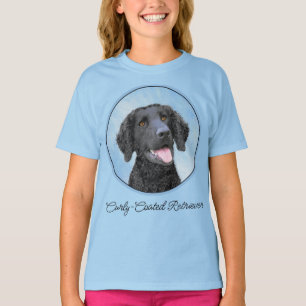 Camiseta Pintura De Retriever Revestida Curly - Arte De Cão