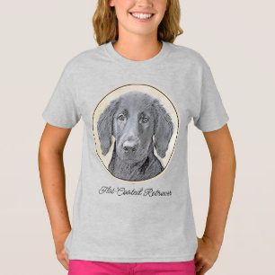 Camiseta Pintura De Retriever Revestida Plana - Arte De Cão