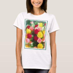 Camiseta Pintura de Rose Bouquet - Arte Flor Original Custa