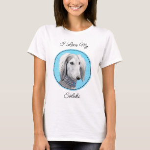 Camiseta Pintura de Saluki (Prata) - Arte de Cachorro Origi