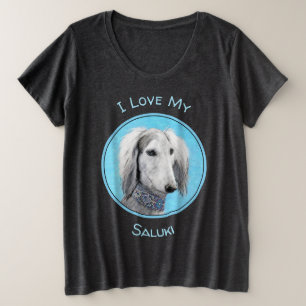Camiseta Pintura de Saluki (Prata) - Arte de Cachorro Origi