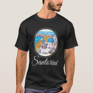Camiseta Pintura de Santorini Grécia Lembrança