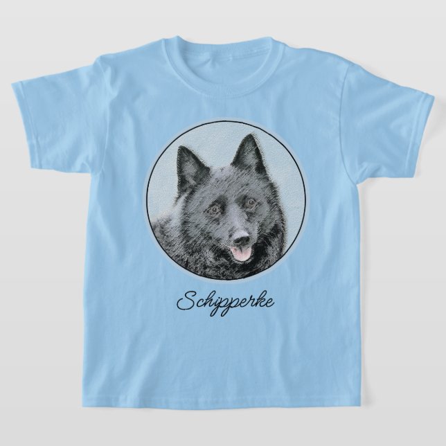 Camiseta Pintura de Schipperke - Arte de Cachorro Original (Postura )