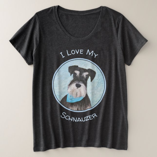 Camiseta Pintura de Schnauzer (Miniatura) - Cachorro Origin (Frente do Design)