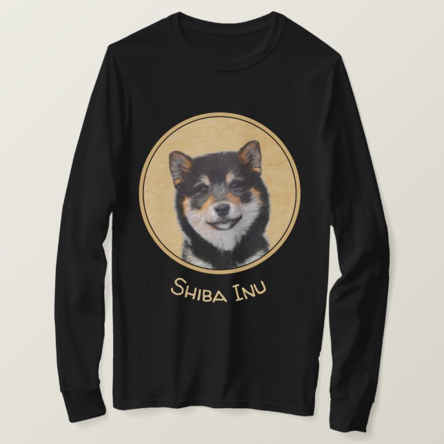 Camiseta Pintura de Shiba Inu (Preto e Adulto) - Arte Canin (Frente do Design)