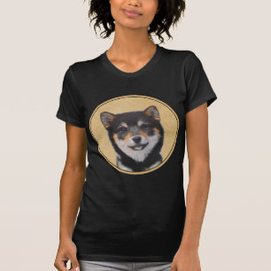 Camiseta Pintura de Shiba Inu (Preto e Latão) - Arte Canina