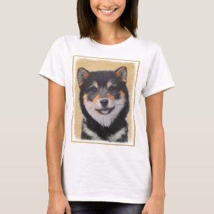 Camiseta Pintura de Shiba Inu (Preto e Latão) - Arte Canina
