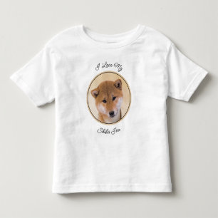 Camiseta Pintura de Shiba Inu (Vermelho) - Arte de Cachorro