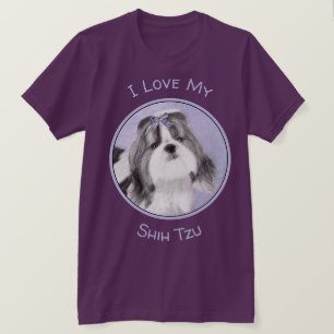 Camiseta Pintura de Shih Tzu - arte original bonito do cão
