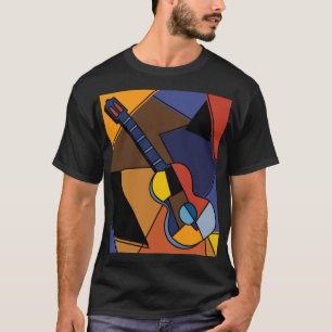 Camiseta Pintura De Surrealismo De Guitarra Cubista.