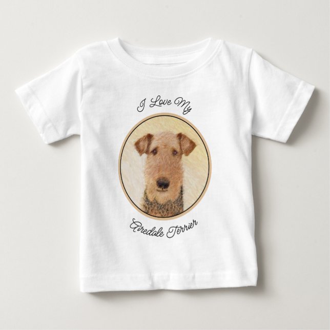 Camiseta Pintura de Terrier Airedale - Arte original cômoda (Frente)