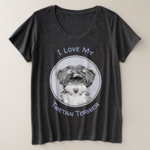 Camiseta Pintura de Terrier Tibetano - Arte de cão origina