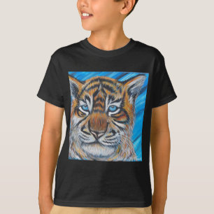 Camiseta Pintura De Tigre De Olhos Azuis