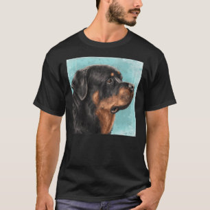 Camiseta Pintura De Um Rottweiler Adorável Do Lado L