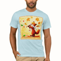 Pintura De Uma Feliz Raposa Vermelha Cantando. Com