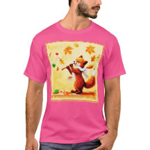 Pintura De Uma Feliz Raposa Vermelha Cantando. Com