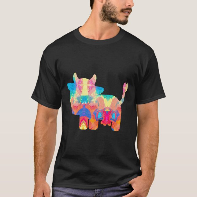 Camiseta Pintura de Vaca de Quadrinhos Fofa (Frente)