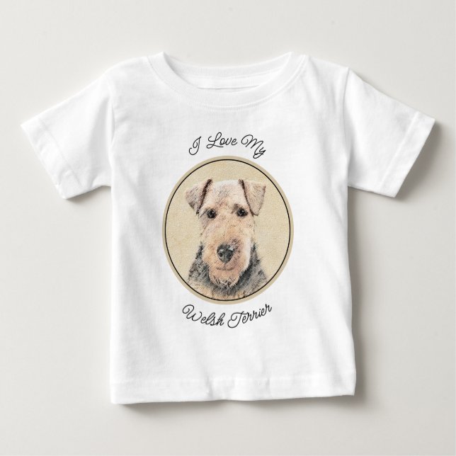 Camiseta Pintura de Welsh Terrier - Arte de Cachorro Origin (Frente)