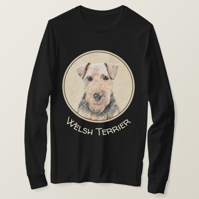 Camiseta Pintura de Welsh Terrier - Arte de Cachorro Origin (Frente do Design)