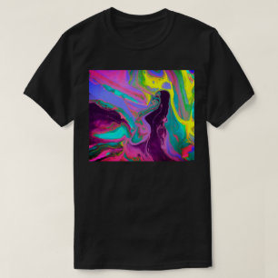 Camiseta Pintura Derramada da Moda Verde Lima Turquesa Ro