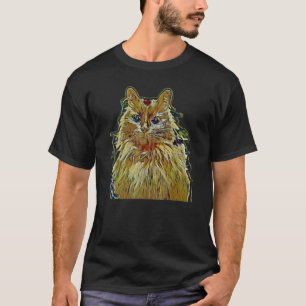 Camiseta Pintura Digital Abstrato De Um Gato 56