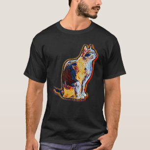 Camiseta Pintura Digital De Abstrato De Um Gato