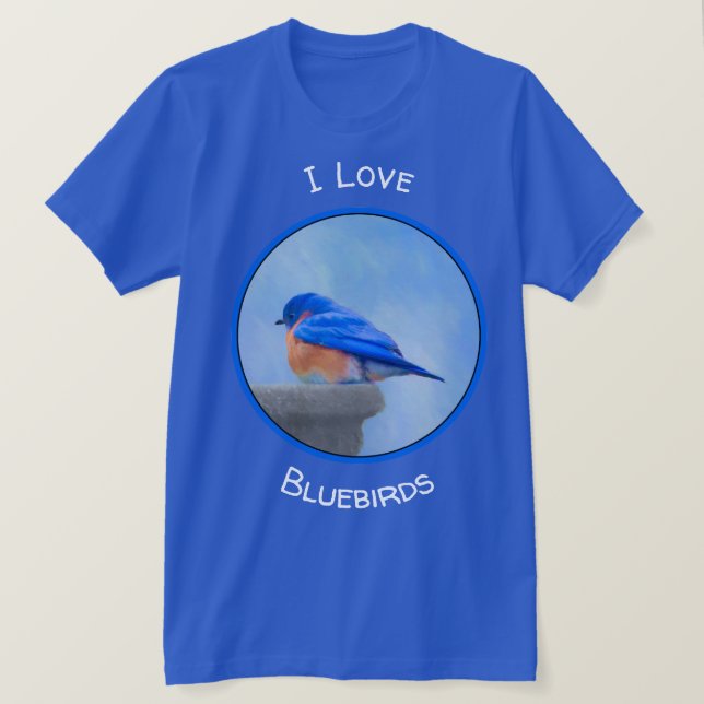 Camiseta Pintura do Bluebird - arte original do pássaro (Frente do Design)