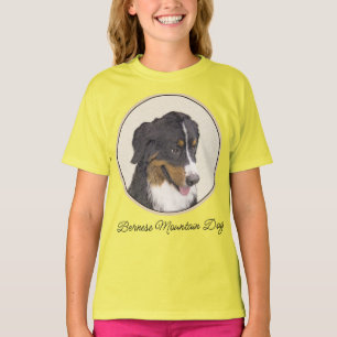 Camiseta Pintura do Cão de Montanha Bernês - Arte Original