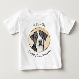 Camiseta Pintura do Cão de Montanha Suíço Maior - Arte Orig