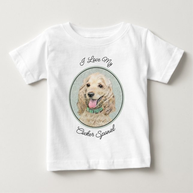 Camiseta Pintura do Cocker Spaniel Buff - Arte Original par (Frente)