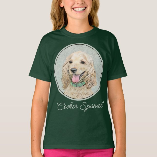 Camiseta Pintura do Cocker Spaniel Buff - Arte Original par (Frente)