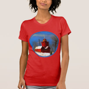 Camiseta Pintura do Farol Vermelho Grande - Arte Original