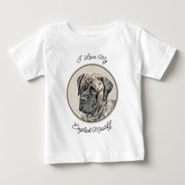 Camiseta Pintura do Mastiff Inglês (Brindle) - Arte Canina (Frente)